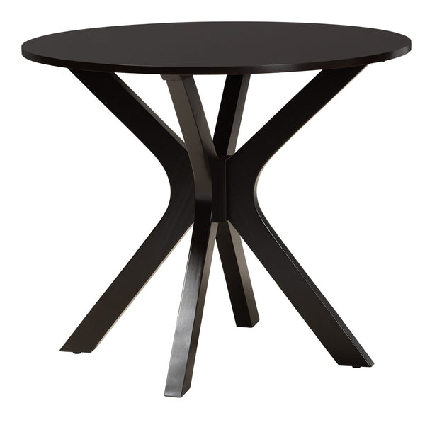 Baxton Studio Baxton Studio Modern Espresso Faux Leather Dining Set with Round Table for Cozy Gatherings Asli 5-Piece Asli-Dark Brown-5PC Dining Set