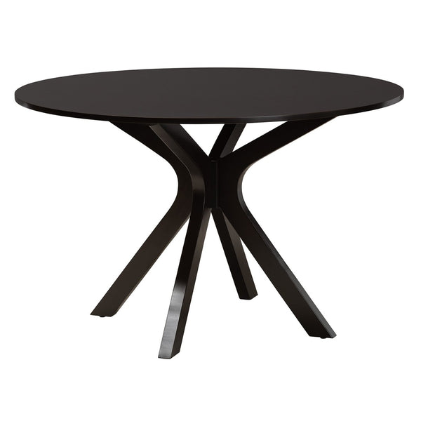 Baxton Studio Baxton Studio Modern Espresso Faux Leather Dining Set with Round Table for Cozy Gatherings Asli 7-Piece Pinar-Dark Brown-7PC Dining Set