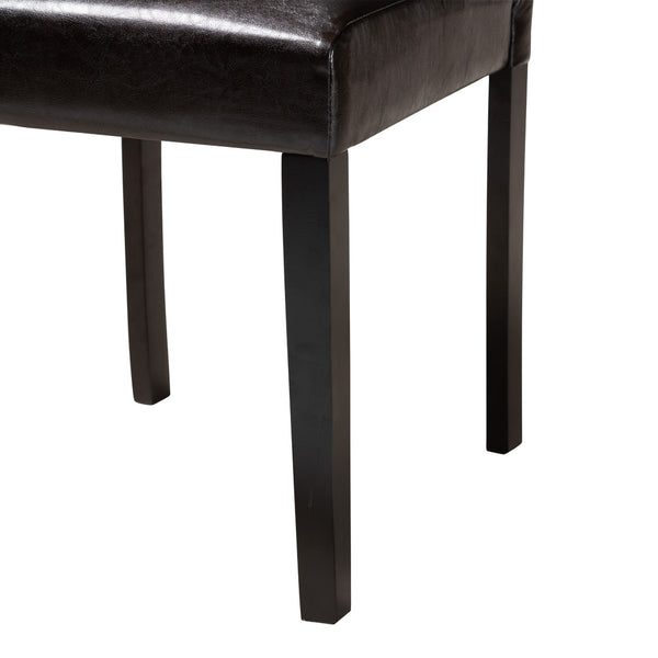 Baxton Studio Baxton Studio Modern Espresso Faux Leather Dining Set with Round Table for Cozy Gatherings Asli 7-Piece Pinar-Dark Brown-7PC Dining Set
