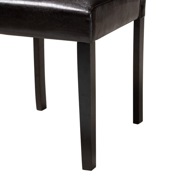 Baxton Studio Baxton Studio Emine 5-Piece Dining Set: Modern Dark Brown Faux Leather & Espresso Wood Elegance Emine-Dark Brown-5PC Dining Set