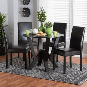 Baxton Studio Baxton Modern Rosi 5-Piece Dining Set in Espresso Brown Faux Leather & Wood - Chic & Cozy Design Rosi-Dark Brown-5PC Dining Set