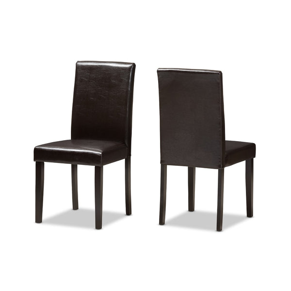 Baxton Studio Baxton Studio Mia 5-Piece Dining Set - Modern Dark Brown Faux Leather Chairs & Shaker Table Design RH5992C-Dark Brown Dining Set