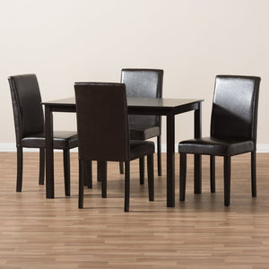 Baxton Studio Baxton Studio Mia 5-Piece Dining Set - Modern Dark Brown Faux Leather Chairs & Shaker Table Design RH5992C-Dark Brown Dining Set