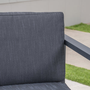 English Elm Christopher Knight Home® - NAVAN Dark Gray 3-Piece Outdoor Chat Set — Aluminum Frame, Compact 52.5"L x 31"W x 23.9"H Comfortable Seating 63056.00DGY