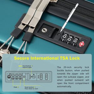English Elm Front Access Hardside 3 Piece Travel Set with Usb Port Spinner Wheels and Tsa Lock Dark Green N732P326130F