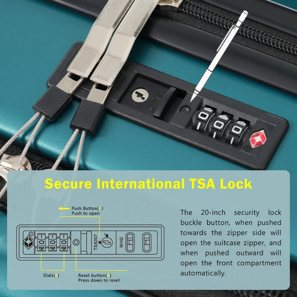 English Elm Front Access Hardside 3 Piece Travel Set with Usb Port Spinner Wheels and Tsa Lock Dark Green N732P326130F