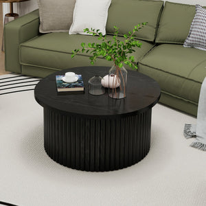 English Elm Coffee Table - Modern Round Accent Table With Flip-Top Storage For Stylish Living Room Spaces W688P248118