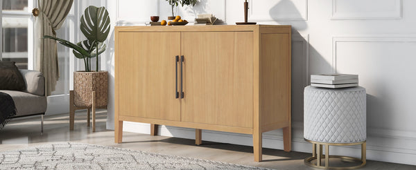 English Elm U_style Farmhouse Pine Veneer Buffet Cabinet with Double Doors for Kitchen or Entryway Natural N711P410389O