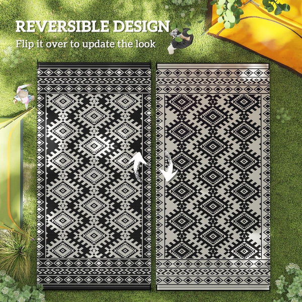 English Elm Outdoor Reversible Polypropylene Rug with Graphic Rhombus Pattern for Patio Camping T3971P421506