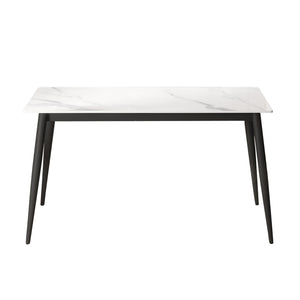 English Elm 55.12" Modern Rectangular Dining Table With White Artificial Stone Top & Black Metal Legs For 6 W1535S00491