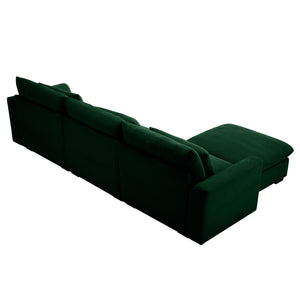 English Elm Corduroy Sectional Sofa - L-Shaped Couch With Storage Footstool & 3 Pillows, Stylish Comfort For Any Room W714S00671