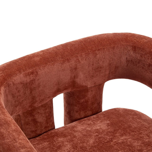 English Elm United We Win Chenille Barrel Accent Armchairs Set of Two for Living Room Dining Orange W1568P389272