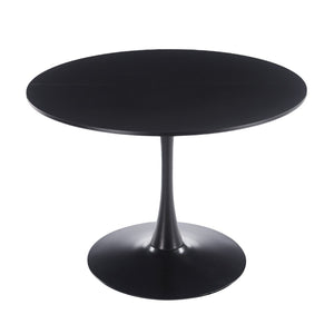 English Elm 42.1" Round Tulip Pedestal Dining Table Mid-century Mdf Top Seats Six Glossy Black W234P421897