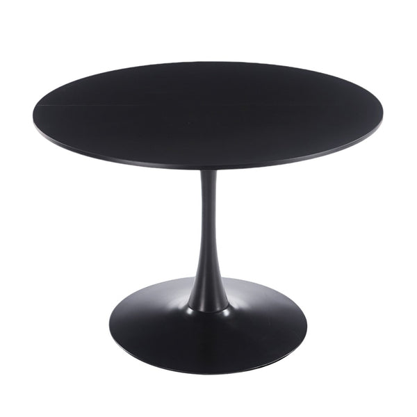 English Elm 42.1" Round Tulip Pedestal Dining Table Mid-century Mdf Top Seats Six Glossy Black W234P421897