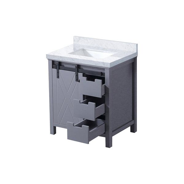 English Elm Dark Grey Bath Vanity 30" W X 22" D With Elegant Carrara Marble Top And Ample Storage Solutions B2731P260002