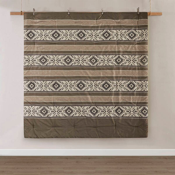 English Elm 5 Stripe Herringbone Comforter Set with Throw Pillows Full/Queen — Southwestern Striped Microfiber Cozy Brown 23.82 L x 19.29 W x 11.02 H B035P266667