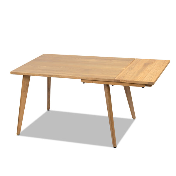 English Elm Jennifer Taylor Home - Capri Solid Red Oak Extendable Dining Table 47–78.5" Seating 4–6, Mid-Century Tapered Legs, Grain Finish Brown B2719P395575