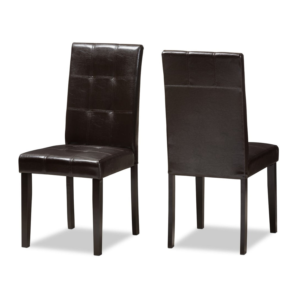 Baxton Studio Baxton Studio Avery Modern Dining Chair Set of 2 - Stylish Dark Brown Faux Leather, Ergonomic Comfort RH5991C-Dark Brown-DC