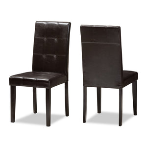 Baxton Studio Baxton Studio Avery Modern Dining Chair Set of 2 - Stylish Dark Brown Faux Leather, Ergonomic Comfort RH5991C-Dark Brown-DC
