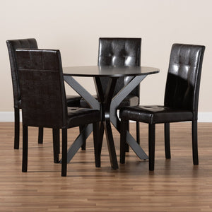 Baxton Studio Baxton Studio Marie Modern Dining Set - Dark Brown Faux Leather & Wood for Stylish Spaces 5-Piece Marie-Dark Brown-5PC Dining Set