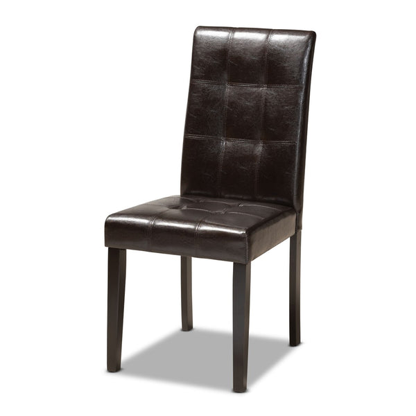Baxton Studio Baxton Studio Vida 5-Piece Dark Brown Dining Set with Round Table & Upholstered Chairs for Modern Spaces Vida-Dark Brown-5PC Dining Set