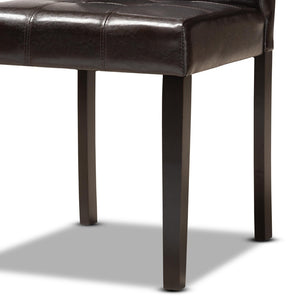 Baxton Studio Baxton Studio Vida 5-Piece Dark Brown Dining Set with Round Table & Upholstered Chairs for Modern Spaces Vida-Dark Brown-5PC Dining Set