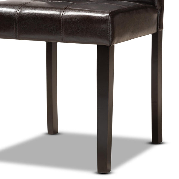 Baxton Studio Baxton Studio Vida 5-Piece Dark Brown Dining Set with Round Table & Upholstered Chairs for Modern Spaces Vida-Dark Brown-5PC Dining Set