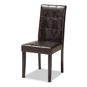 Baxton Studio Baxton Studio Elira Modern 5-Piece Dining Set with Dark Brown Faux Leather & Sculptural Base Design Elira-Dark Brown-5PC Dining Set