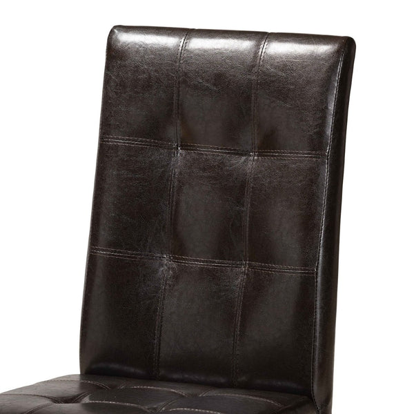 Baxton Studio Baxton Studio Elira Modern 5-Piece Dining Set with Dark Brown Faux Leather & Sculptural Base Design Elira-Dark Brown-5PC Dining Set