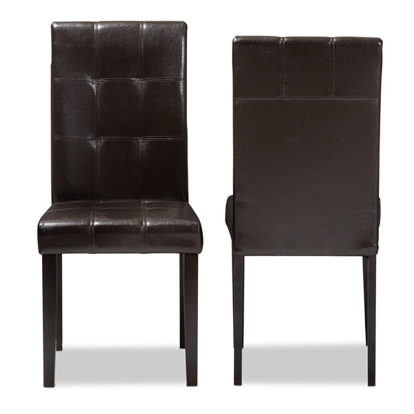 Baxton Studio Baxton Studio Avery Modern Dining Chair Set of 2 - Stylish Dark Brown Faux Leather, Ergonomic Comfort RH5991C-Dark Brown-DC