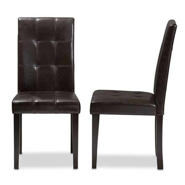 Baxton Studio Baxton Studio Avery Modern Dining Chair Set of 2 - Stylish Dark Brown Faux Leather, Ergonomic Comfort RH5991C-Dark Brown-DC