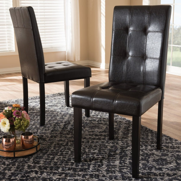 Baxton Studio Baxton Studio Avery Modern Dining Chair Set of 2 - Stylish Dark Brown Faux Leather, Ergonomic Comfort RH5991C-Dark Brown-DC