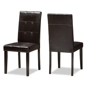 Baxton Studio Baxton Studio Avery 5-Piece Dining Set - Modern Dark Brown Faux Leather & Rubberwood Table & Chairs RH5991C-Dark Brown Dining Set