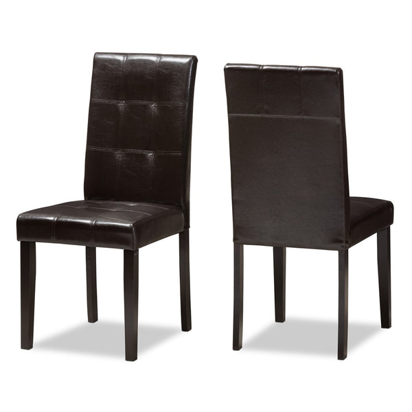 Baxton Studio Baxton Studio Avery 5-Piece Dining Set - Modern Dark Brown Faux Leather & Rubberwood Table & Chairs RH5991C-Dark Brown Dining Set