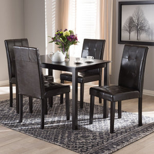 Baxton Studio Baxton Studio Avery 5-Piece Dining Set - Modern Dark Brown Faux Leather & Rubberwood Table & Chairs RH5991C-Dark Brown Dining Set