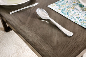 English Elm Contemporary Counter Height Dining Table 66" L x 38" W Solid Wood with Center Support Beam, Cozy Style Gray 70 L x 42 W x 7 H B2741P320859