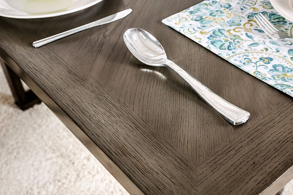 English Elm Contemporary Counter Height Dining Table 66" L x 38" W Solid Wood with Center Support Beam, Cozy Style Gray 70 L x 42 W x 7 H B2741P320859