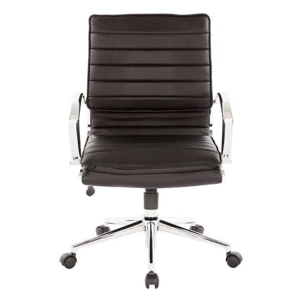 OSP Home Furnishings Mid Back Faux Leather Manager Chair with Lumbar Support and Pneumatic Height Control SPX23591C-U6