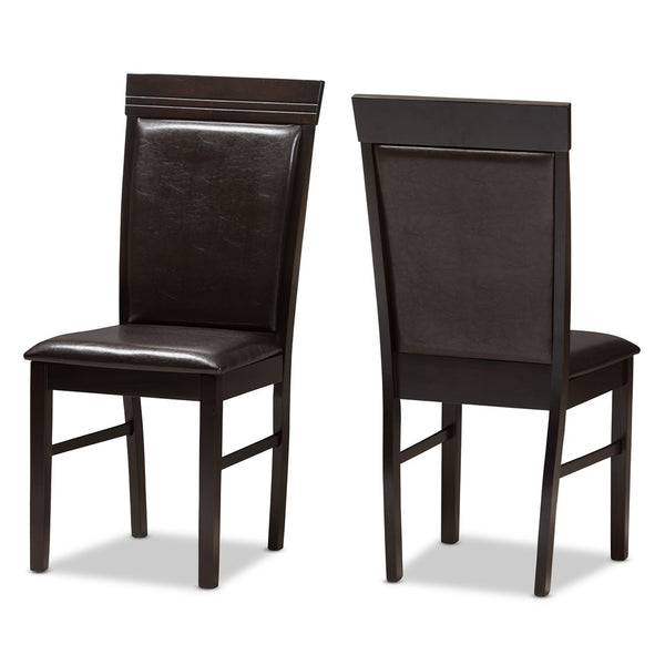 Baxton Studio Baxton Studio Thea Set of 2 Modern Dark Brown Faux Leather Dining Chairs for Stylish Interiors RH131C-Dark Brown-DC