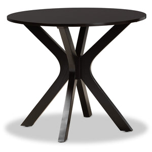Baxton Studio Baxton Studio Jeane 5-Piece Modern Dining Set with Dark Brown Faux Leather Chairs & Round Table Jeane-Dark Brown-5PC Dining Set
