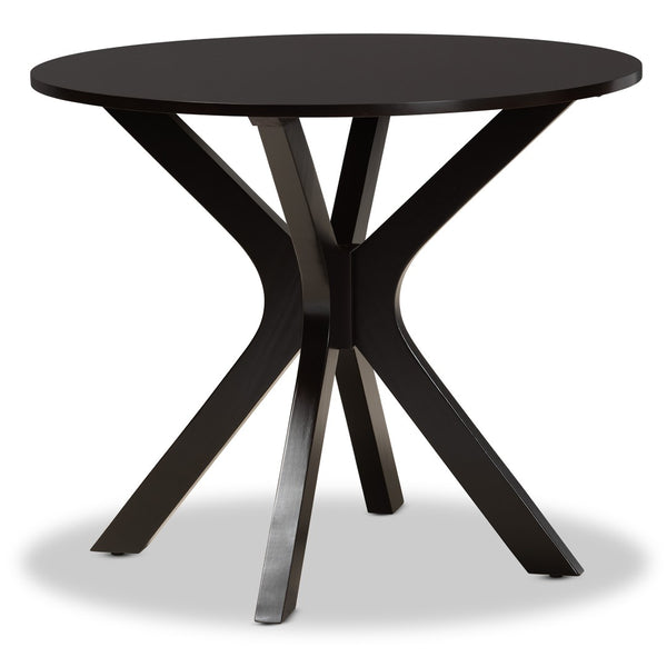 Baxton Studio Baxton Studio Jeane 5-Piece Modern Dining Set with Dark Brown Faux Leather Chairs & Round Table Jeane-Dark Brown-5PC Dining Set