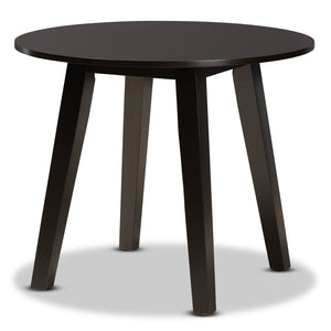 Baxton Studio Baxton Miya 5-Piece Dining Set: Modern Dark Brown Faux Leather Chairs & Round Table for Small Spaces Miya-Dark Brown-5PC Dining Set