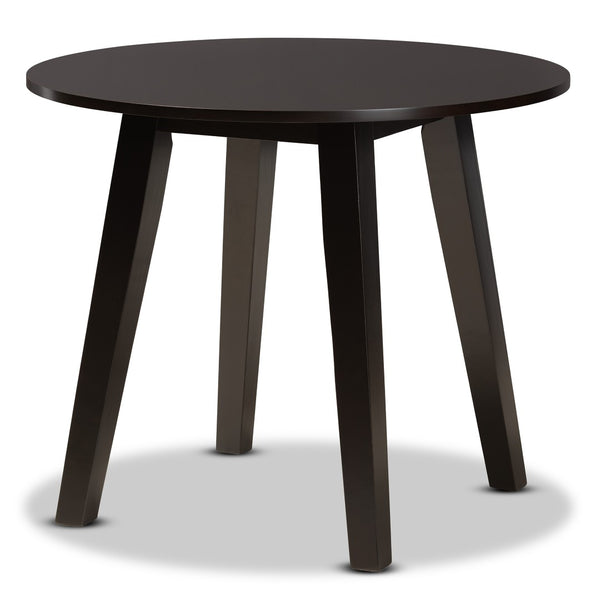 Baxton Studio Baxton Miya 5-Piece Dining Set: Modern Dark Brown Faux Leather Chairs & Round Table for Small Spaces Miya-Dark Brown-5PC Dining Set