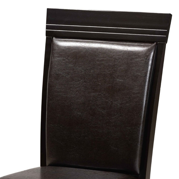 Baxton Studio Baxton Miya 5-Piece Dining Set: Modern Dark Brown Faux Leather Chairs & Round Table for Small Spaces Miya-Dark Brown-5PC Dining Set