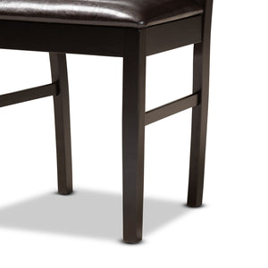 Baxton Studio Baxton Miya 5-Piece Dining Set: Modern Dark Brown Faux Leather Chairs & Round Table for Small Spaces Miya-Dark Brown-5PC Dining Set