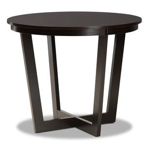 Baxton Studio Baxton Studio Irma Modern 5-Piece Dining Set with Dark Brown Faux Leather & Circular Table Design Irma-Dark Brown-5PC Dining Set