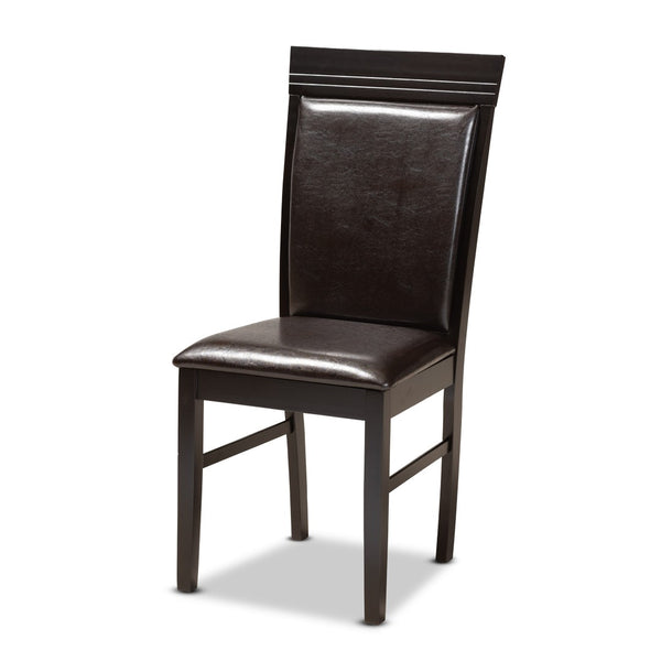 Baxton Studio Baxton Studio Nada Modern 5-Piece Dining Set with Dark Brown Faux Leather Chairs & Geometric Table Design Nada-Dark Brown-5PC Dining Set