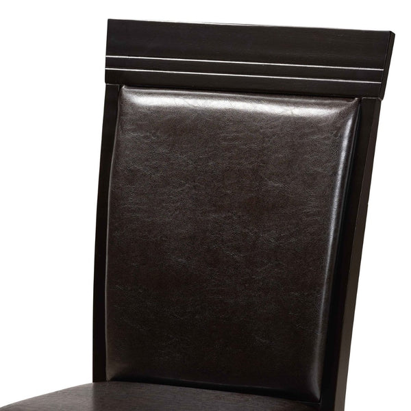 Baxton Studio Baxton Studio Nada Modern 5-Piece Dining Set with Dark Brown Faux Leather Chairs & Geometric Table Design Nada-Dark Brown-5PC Dining Set