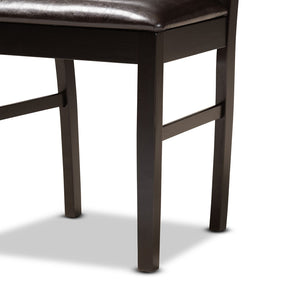 Baxton Studio Baxton Studio Nada Modern 5-Piece Dining Set with Dark Brown Faux Leather Chairs & Geometric Table Design Nada-Dark Brown-5PC Dining Set