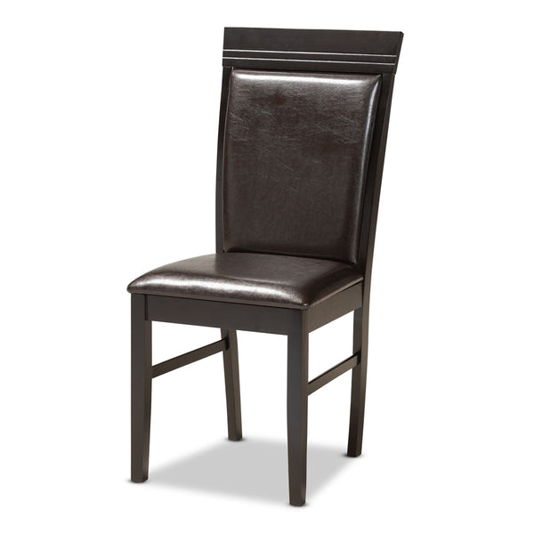 Baxton Studio Baxton Ancel 5-Piece Modern Dining Set - Dark Brown Faux Leather Chairs & Round Table for Elegance Ancel-Dark Brown-5PC Dining Set